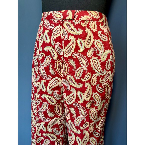 Vintage Ruth Matthews Paisley Wide Leg Pants | Size‎ 26W | High Rise Boho Cotton - Picture 4 of 9